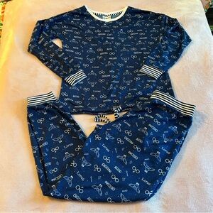Harry Potter Wizarding World 2 piece pajama set blue with owls glasses spells S